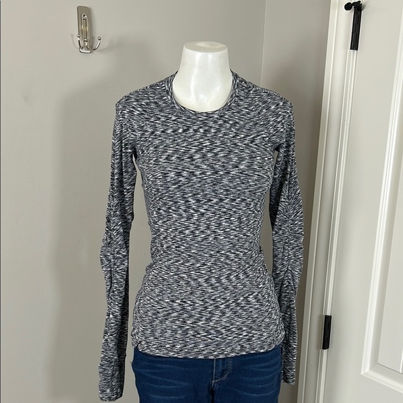 Lululemon Runderful Long Sleeve Spaced Out Space Dye Black White Thumb Hole Sz 6 - Picture 2 of 13